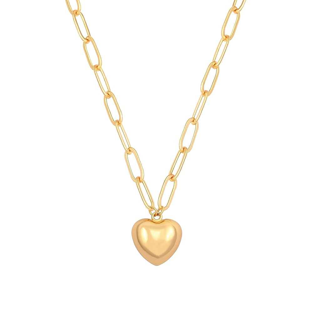 CANEVINKA Dainty Cross Medallion/Heart Pendant Chain Necklace 18K Gold Plated Oval Choker Fashion... | Amazon (US)