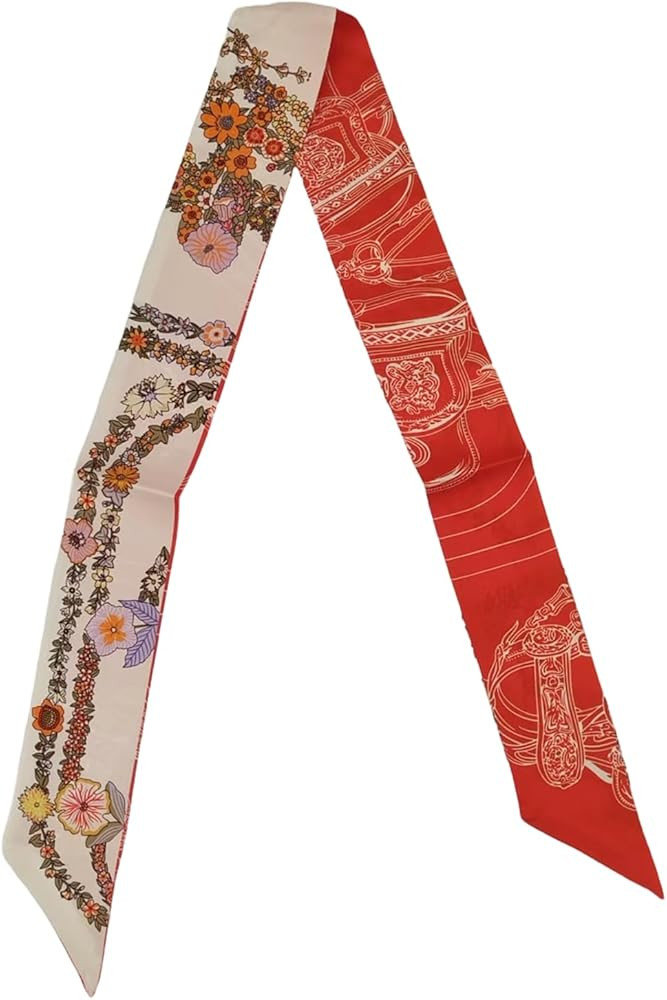 100% Mulberry Silk Twill Scarf, 2 * 33.5 in Skinny Ribbon for Hair, Bags, Wrinist & Waist | Amazon (US)