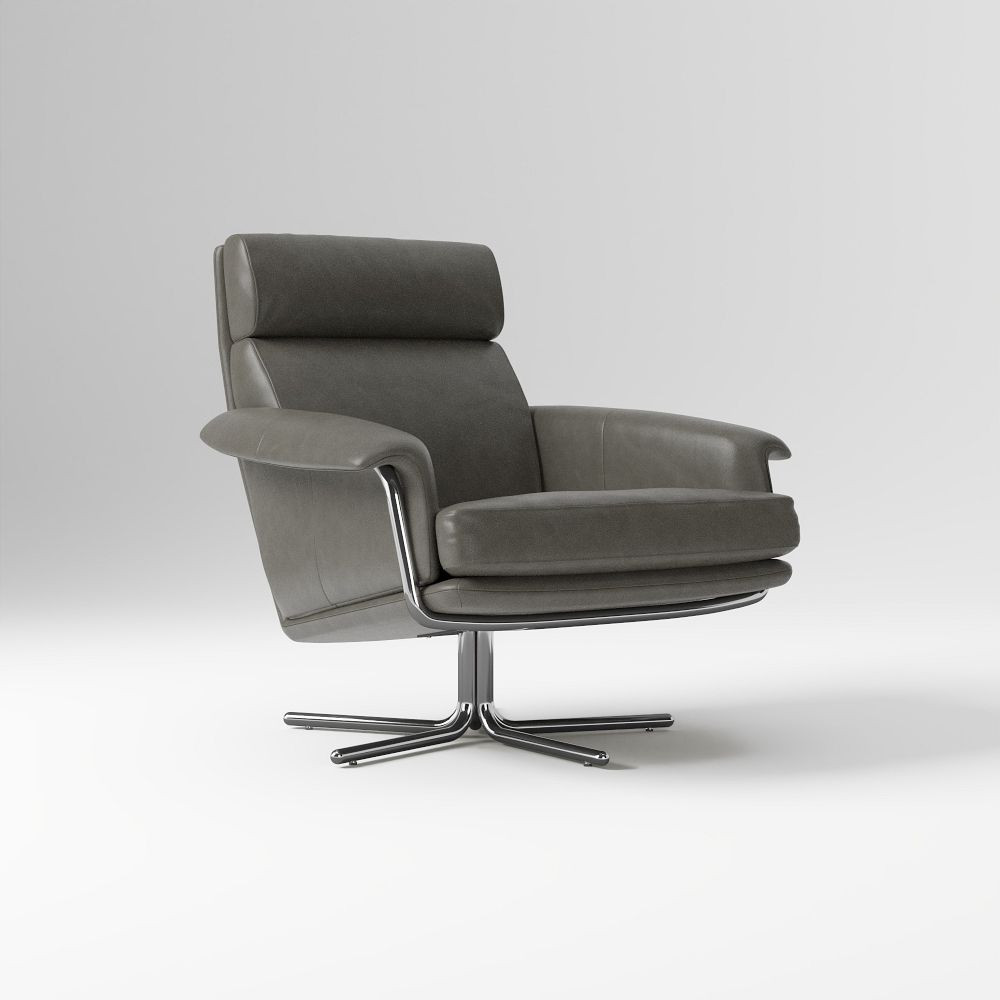 Kristoff Leather Swivel Chair | West Elm (US)