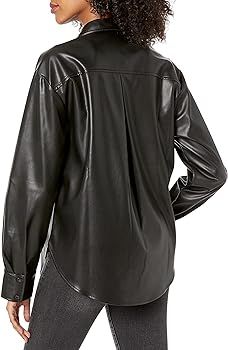 The Drop Women's @Lisadnyc Faux Leather Long Shirt Jacket | Amazon (US)
