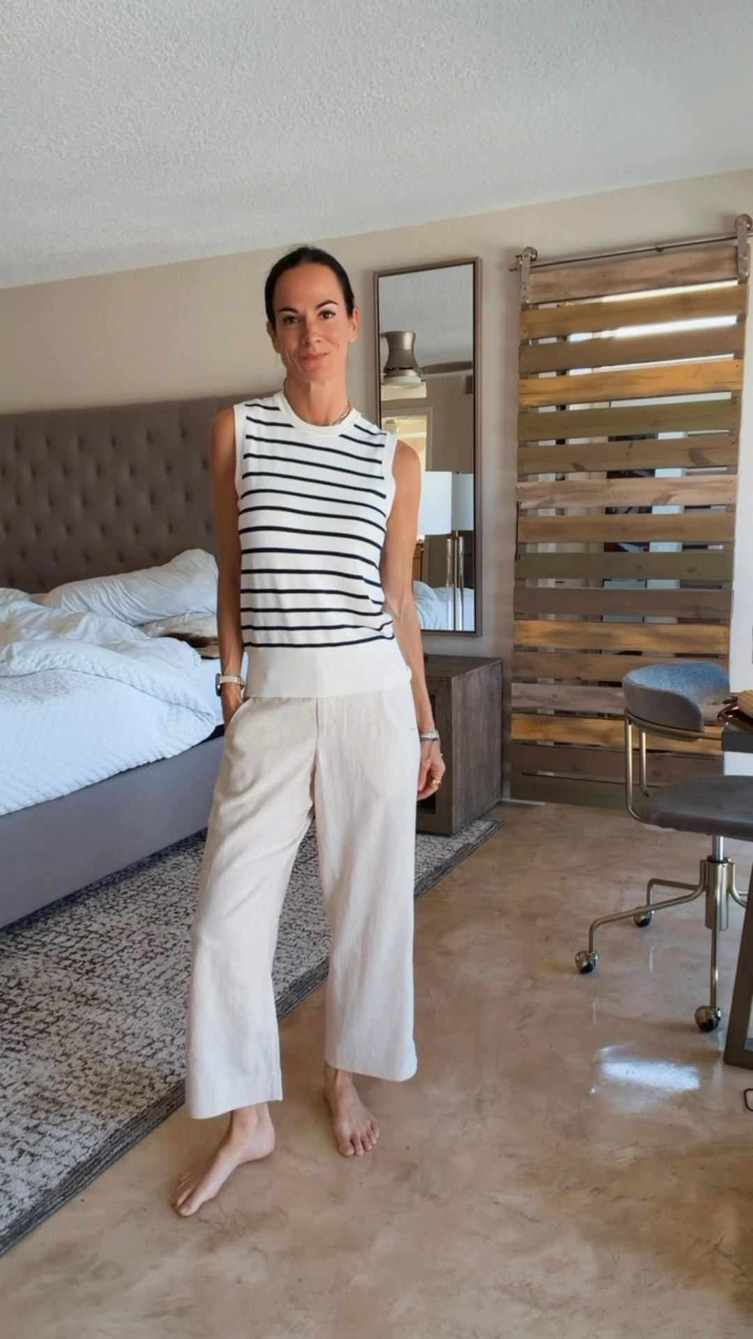 Quiet luxury but make it beach-town casual 🤍⚓️
These A-line linen pants from Ruti are giving effortless chic in the best way possible. Lightweight, breezy, polished… and somehow still feel like pajamas 😂 Paired them with a striped knit tank, woven bag, and loafers for that “I just threw this on” energy we all pretend comes naturally 😌

The fit. The drape. The neutral color. Immediate repeat outfit status.

Use code NICOLE15 to save on your order ✨

#NicoleColeeStyle #RutiStyle #CoastalChic #LinenStyle #QuietLuxuryStyle

#LTKdayinmylife #LTKootd #LTKgrwm