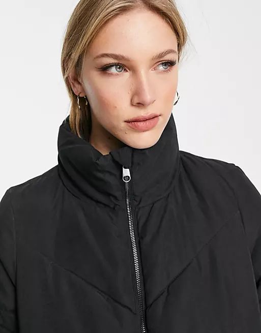 Vero Moda longline padded coat in black | ASOS (Global)