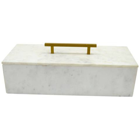 Morgan White Marble Decorative Box with Brass Handle - #177A1 | Lamps Plus | Lamps Plus