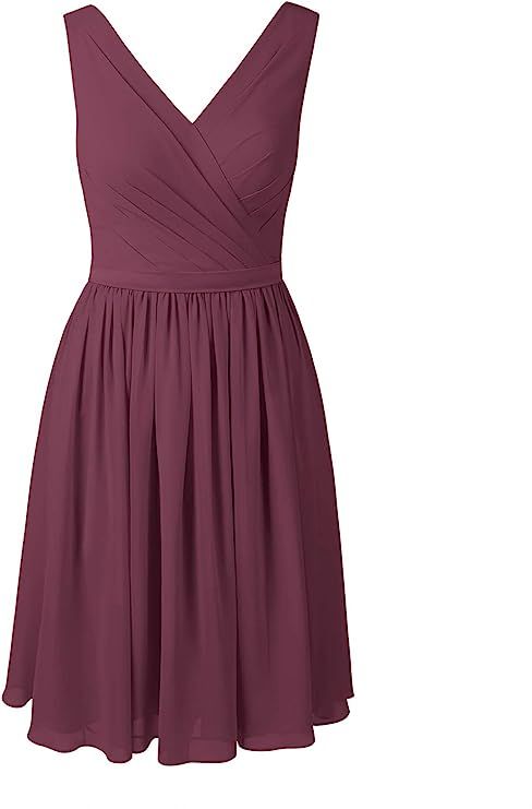 Alicepub V-Neck Bridesmaid Dress Chiffon Short Formal Dresses for Women Party Homecoming | Amazon (US)