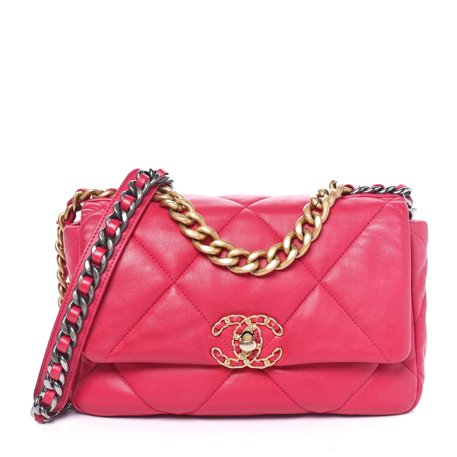 Lambskin Quilted Medium Chanel 19 Flap Dark Pink | FASHIONPHILE (US)