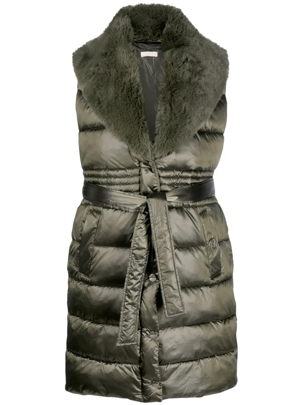 faux-fur trim padded gilet | Farfetch Global