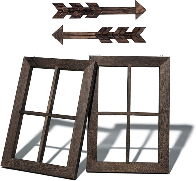 TIMEYARD Farmhouse Wall Decor Window Frame, Wooden Window Pane with Arrows Decor, Rustic Wall Art... | Amazon (US)