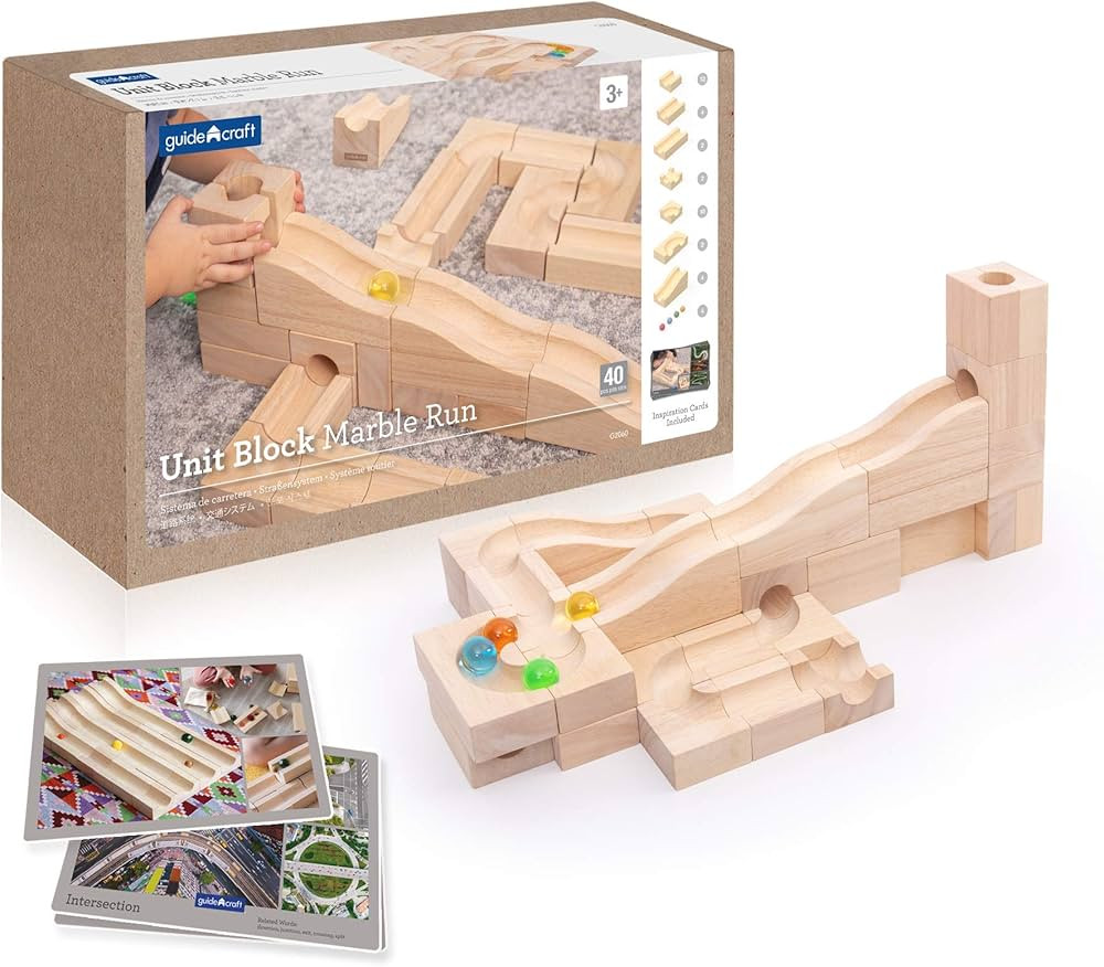 Guidecraft Unit Block Marble Run - 40 pc. Set: Rubberwood Education Learning Blocks, STEM Toy for... | Amazon (US)