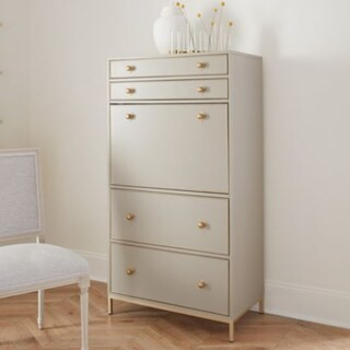 Brooklyn Secretary Desk with Built In Power Strip & USB, File Storage, Champagne Accents | Ballard Designs, Inc.