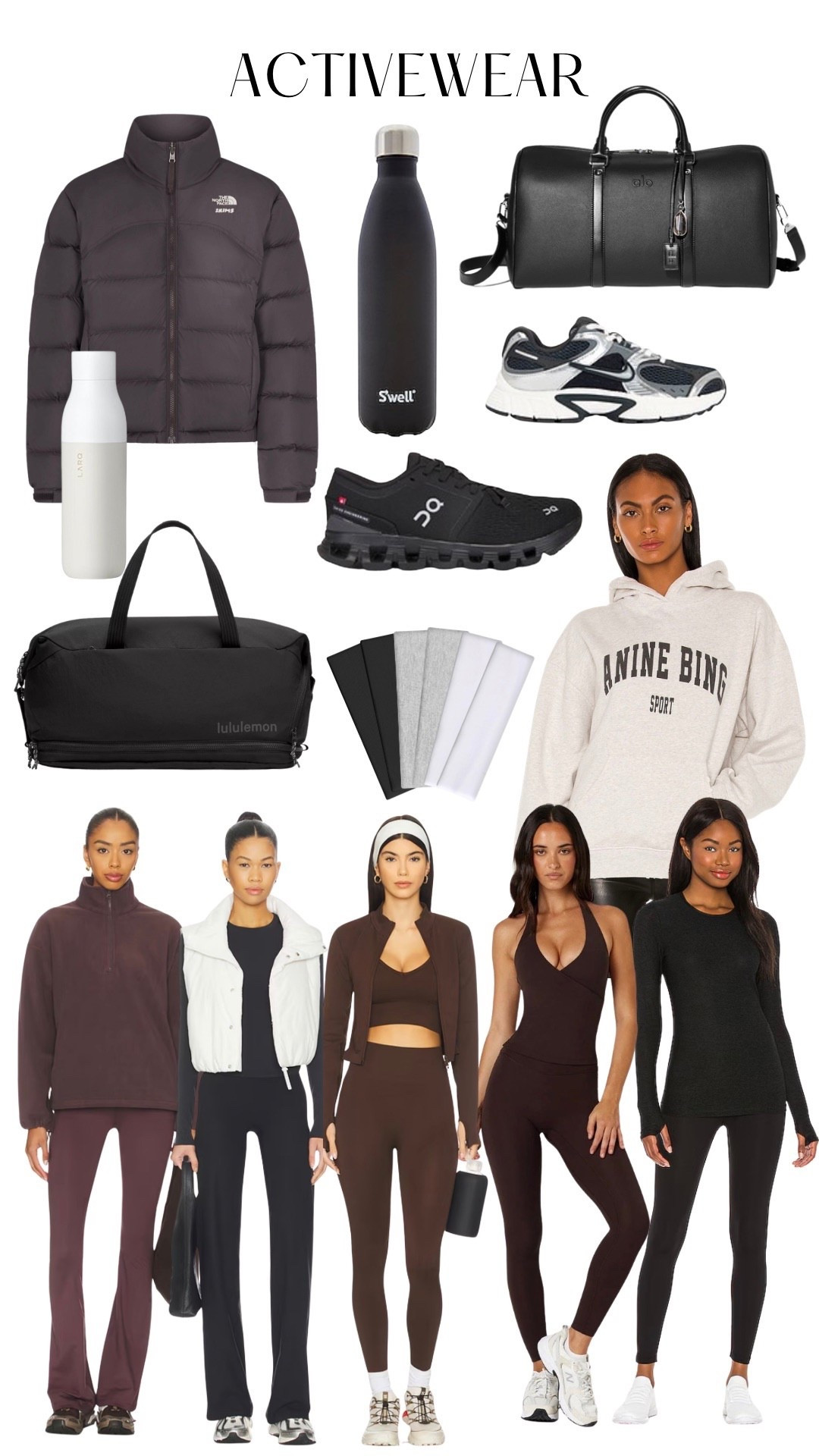 New Year New You! Shop workout outfits essentials to look and feel your best in 2026! Leggings, sports bras, hoodies, puffer jackets, sneakers, duffle bags, headbands, water bottles and everything else you need for an indoor or an outdoor workout. 
#workoutoutfit #activewear #workout #sportsbra #bag #dufflebag #hoodie #leggings #yoga #gym #pilates #run #running #outfit #sportsbra #shirt #top #headband #bottle #waterbottle #socks #sneakers #nike #on #ons #beyondyoga #bd2 #aninebing #skims #revolve #nikeskims 
#black #brown #chocolatebrown #espressobrown #darkbrown #silver #nikev5 #nikev5rnr #workoutset #workoutclothes #gymclothes 

#LTKselfcare #LTKActive #LTKfitnessgoals