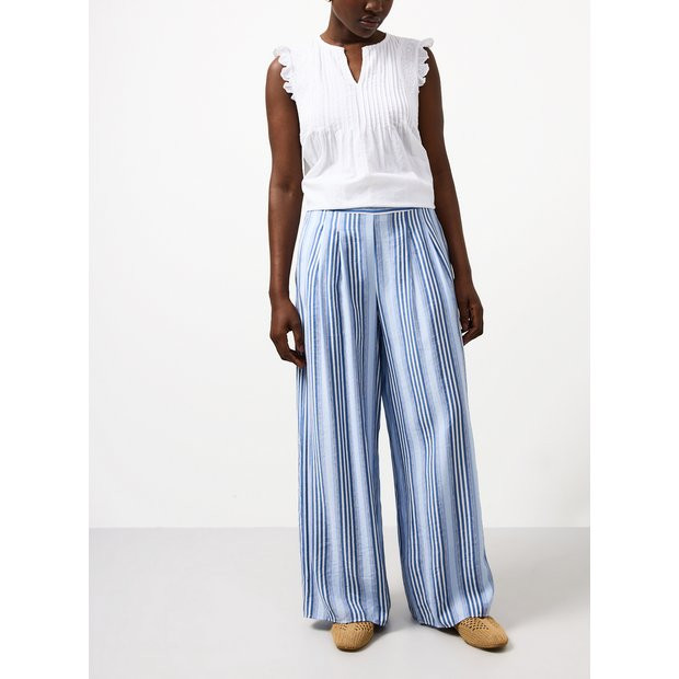 Buy Blue Stripe Wide Leg Trousers 22 | Trousers | Tu | Tu Clothing