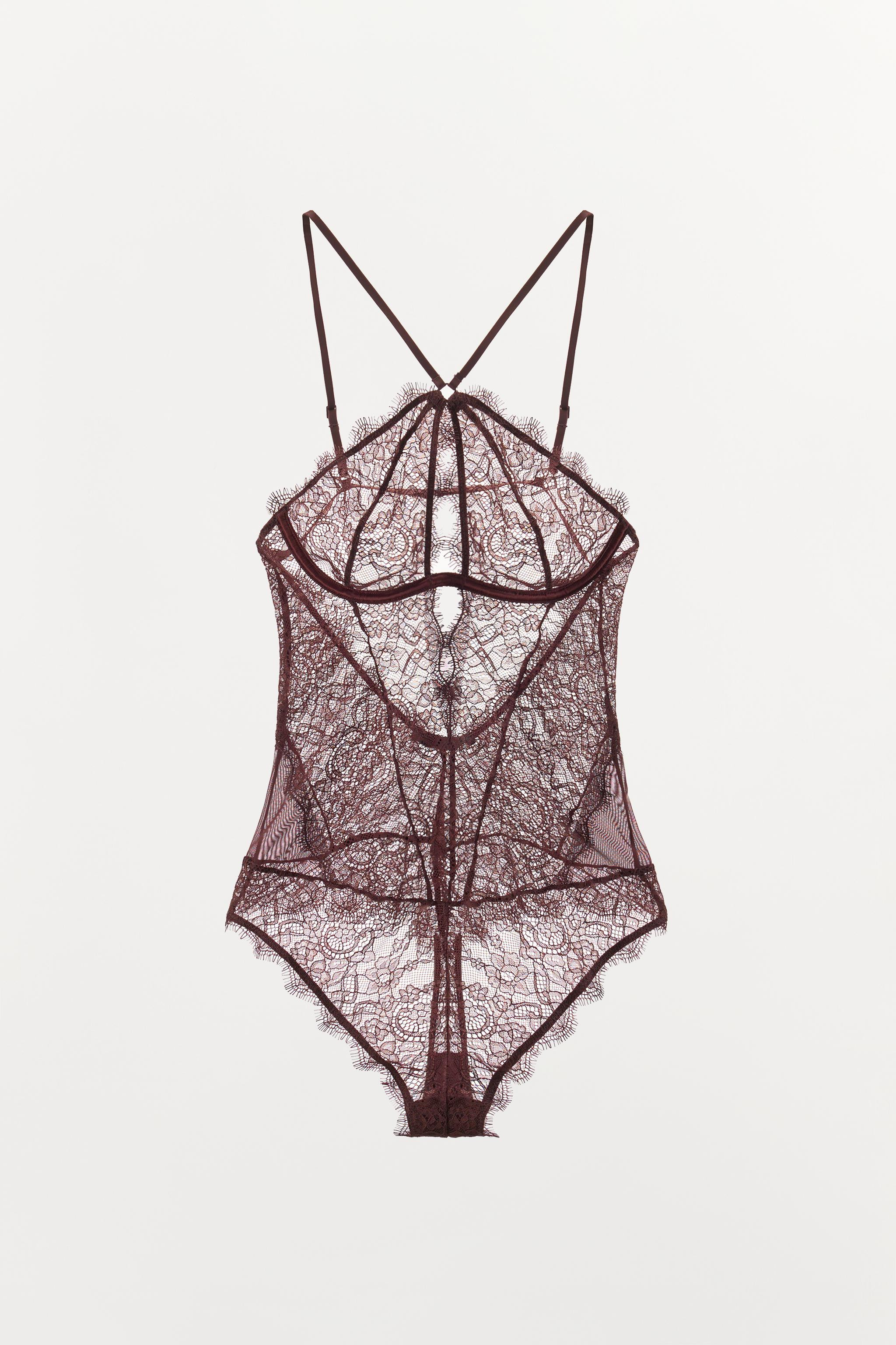 LACE HALTER BODYSUIT | Zara Canada