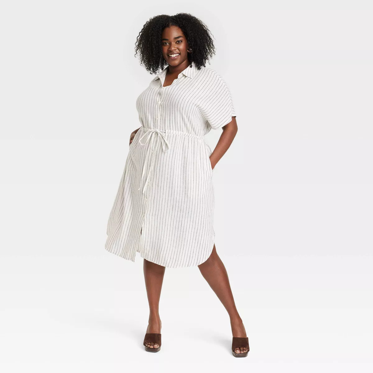 Women's Short Sleeve Linen Midi Shirtdress - A New Day™ | Target