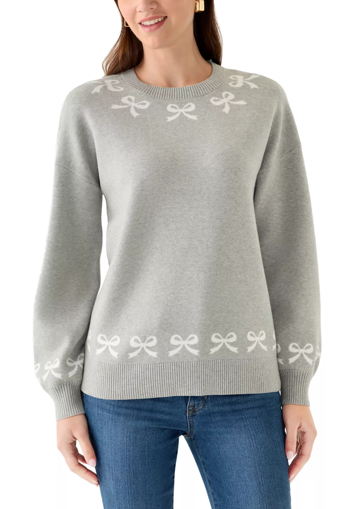 Women's Bow Trim Crew Neck Sweater | Belk