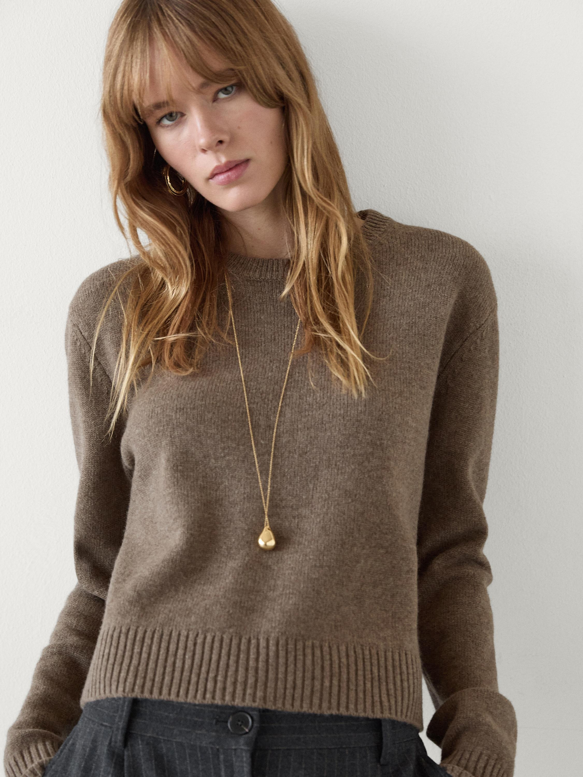 Round neck wool blend jumper | Massimo Dutti US