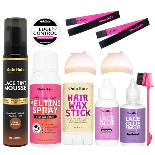 Dolahair Lace Glue Kit - Complete Set with Lace Tint Mousse, Wig Installation & Melting Spray (Dark Brown) | Amazon (US)