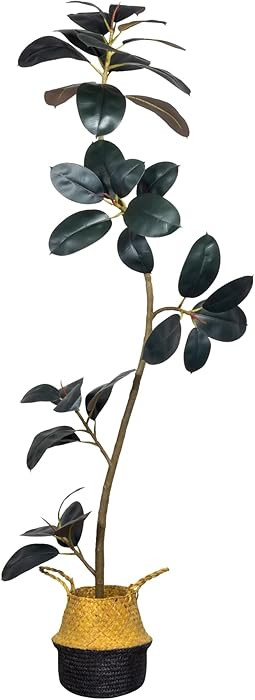 NCYP Artificial Rubber Tree Plant - 5.9ft Tall Faux Rubber Tree with Plastic Pot for Home, Living... | Amazon (US)