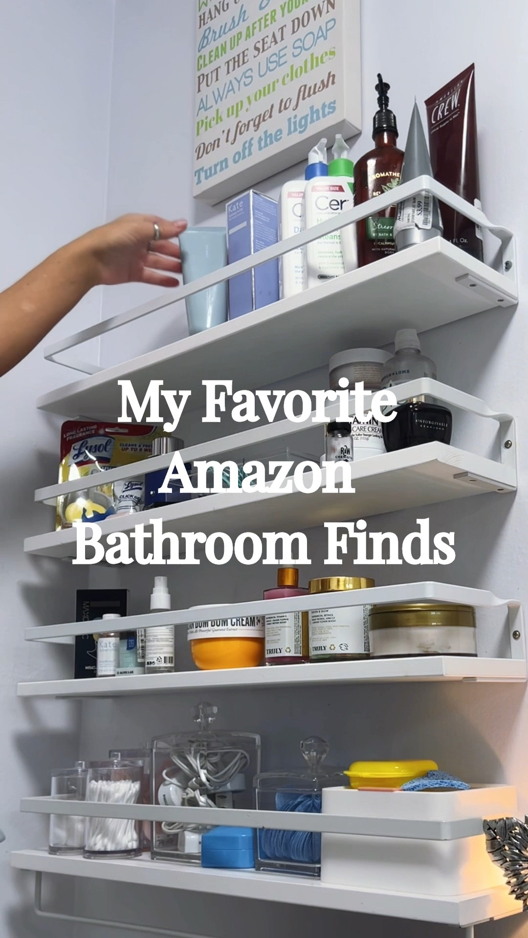 nothing beats a sparkly✨ clean bathroom🫧 mostly everything’s from amazon!! just love how much space I have in my small quaint apartment bathroom🫶🏽 #apartmentlife 

#LTKHome #LTKFindsUnder50 #LTKSummerEdit