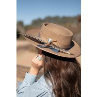 Boater Custom Hat ~ One Of A Kind 100% Australian Wool Bohemian Hat Modern Festival Fashion Handmade Wedding Mh012 | Etsy (US)