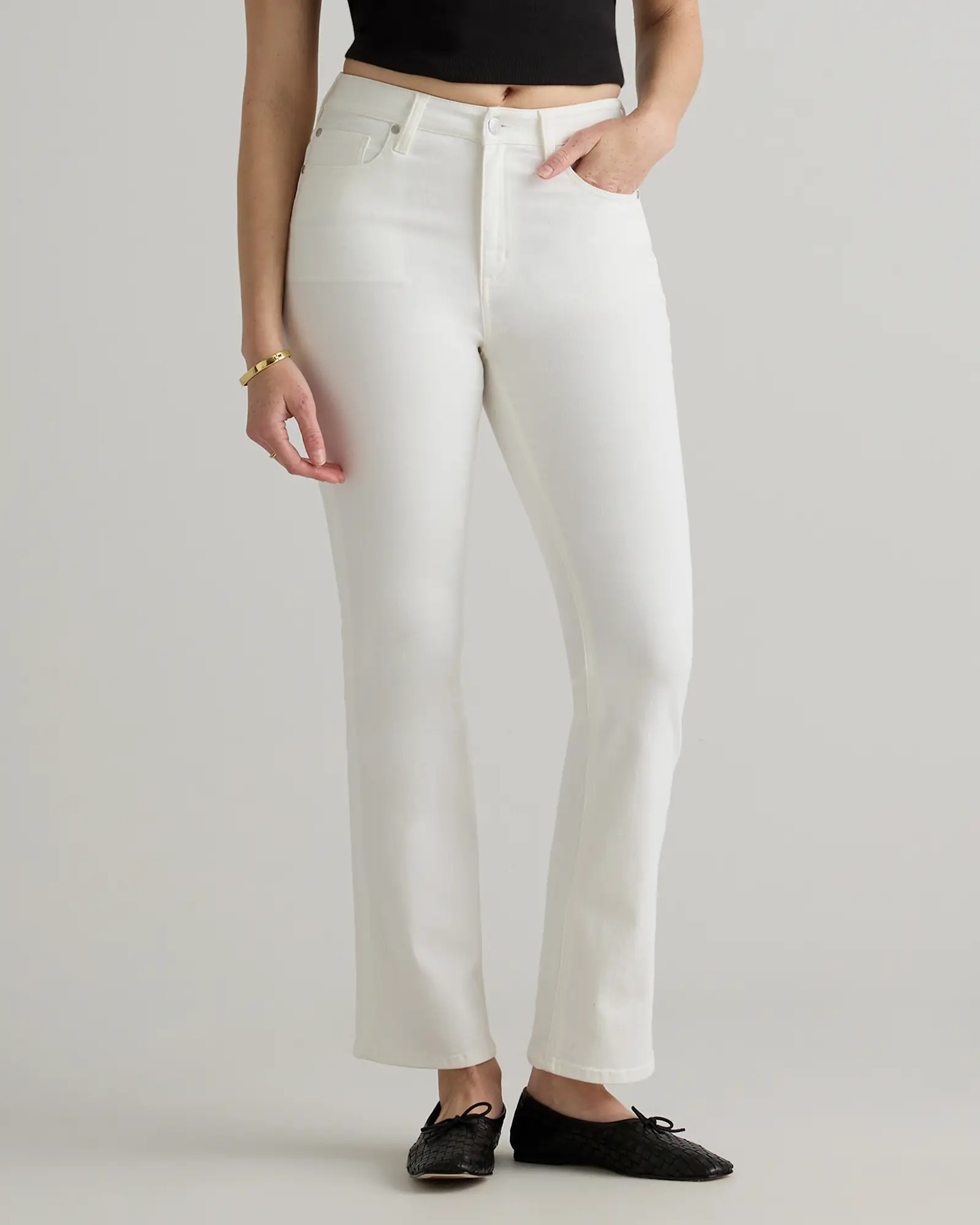 Bella Stretch Kick Flare Jeans in Cloud White | Quince