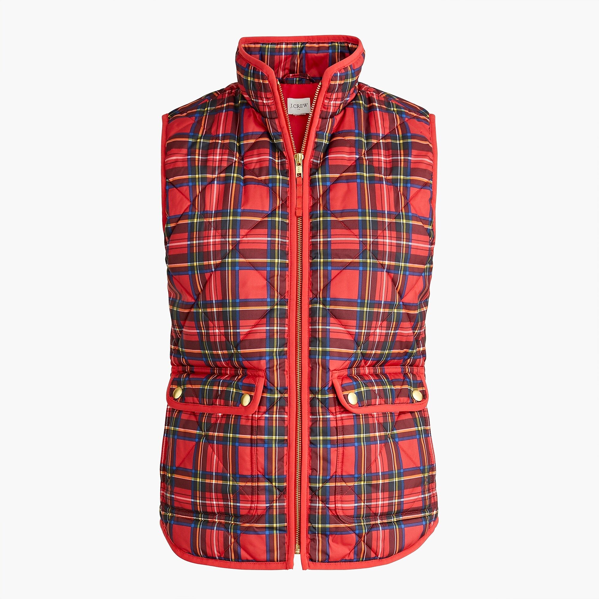 Tartan puffer vest with snap pockets | J.Crew Factory