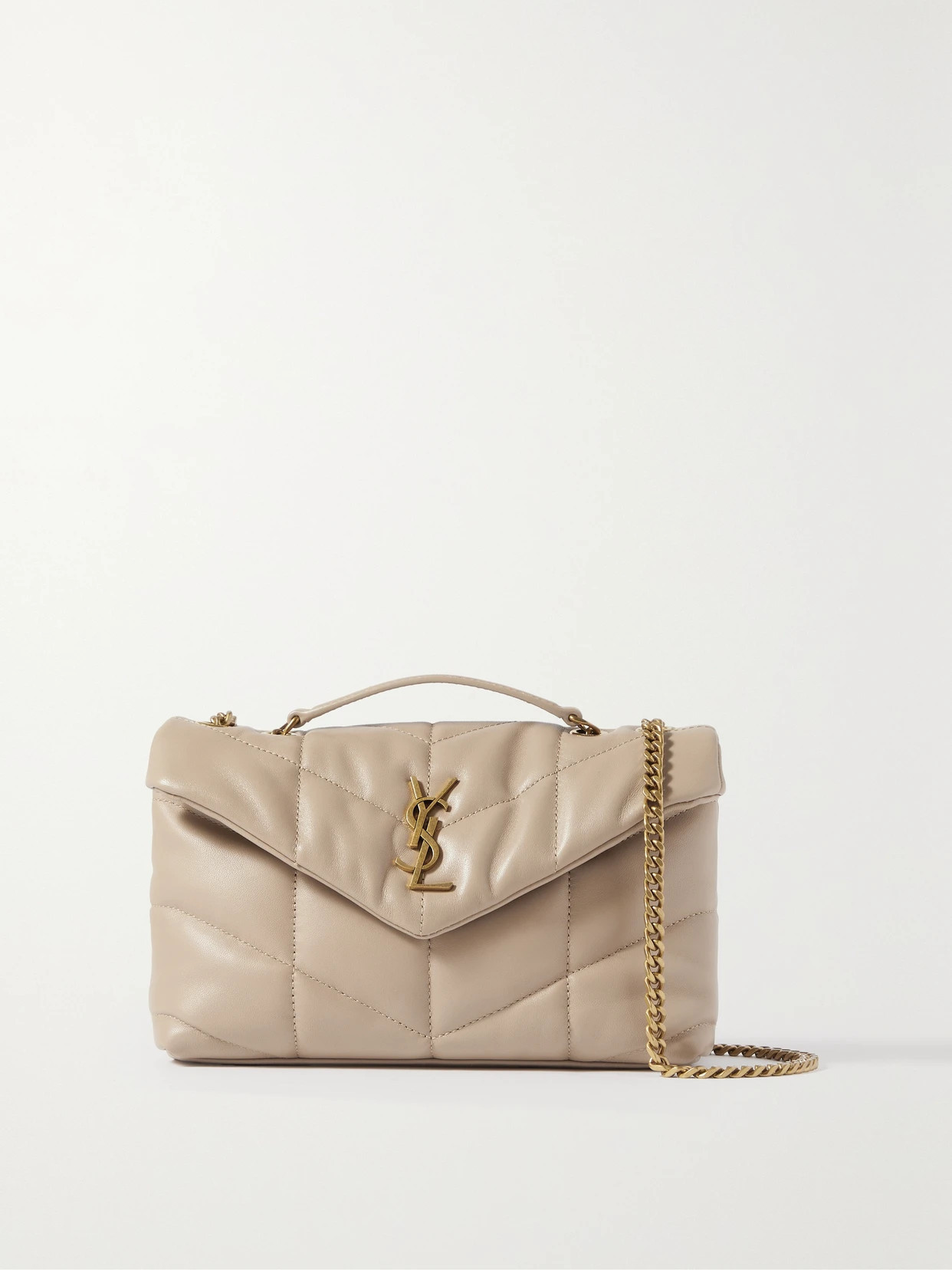 SAINT LAURENT - Puffer Toy Quilted Leather Shoulder Bag - Neutrals | NET-A-PORTER (US)