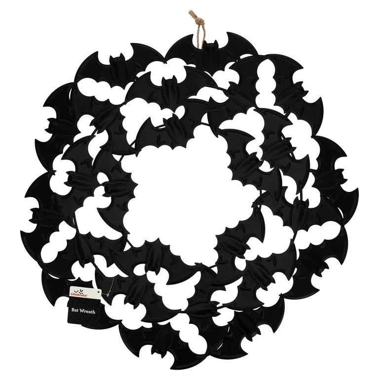 Metal Bat Wreath, Black, 21.5", Halloween by Way To Celebrate | Walmart (US)