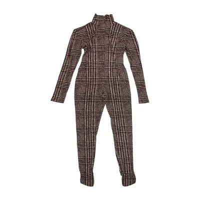Norma Kamali Houndstooth Print Turtleneck Jumpsuit | The RealReal
