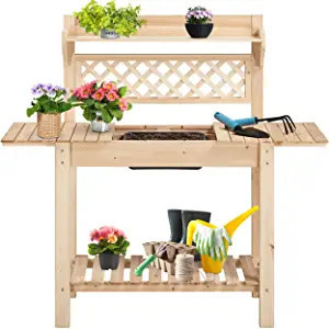 Yaheetech 39'' Garden Potting Bench Table with Hidden Storage, Workstation Table with Sliding Tab... | Amazon (US)