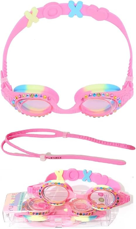 YUENREE Bling Swimming Goggles for Girls Ages 3-14 - Anti-Fog, UV Protection, Easy to Adjust - with  | Amazon (US)