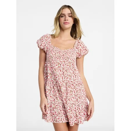 No Boundaries Bubble Sleeve Babydoll Dress Women’s XXS-XXL | Walmart (US)