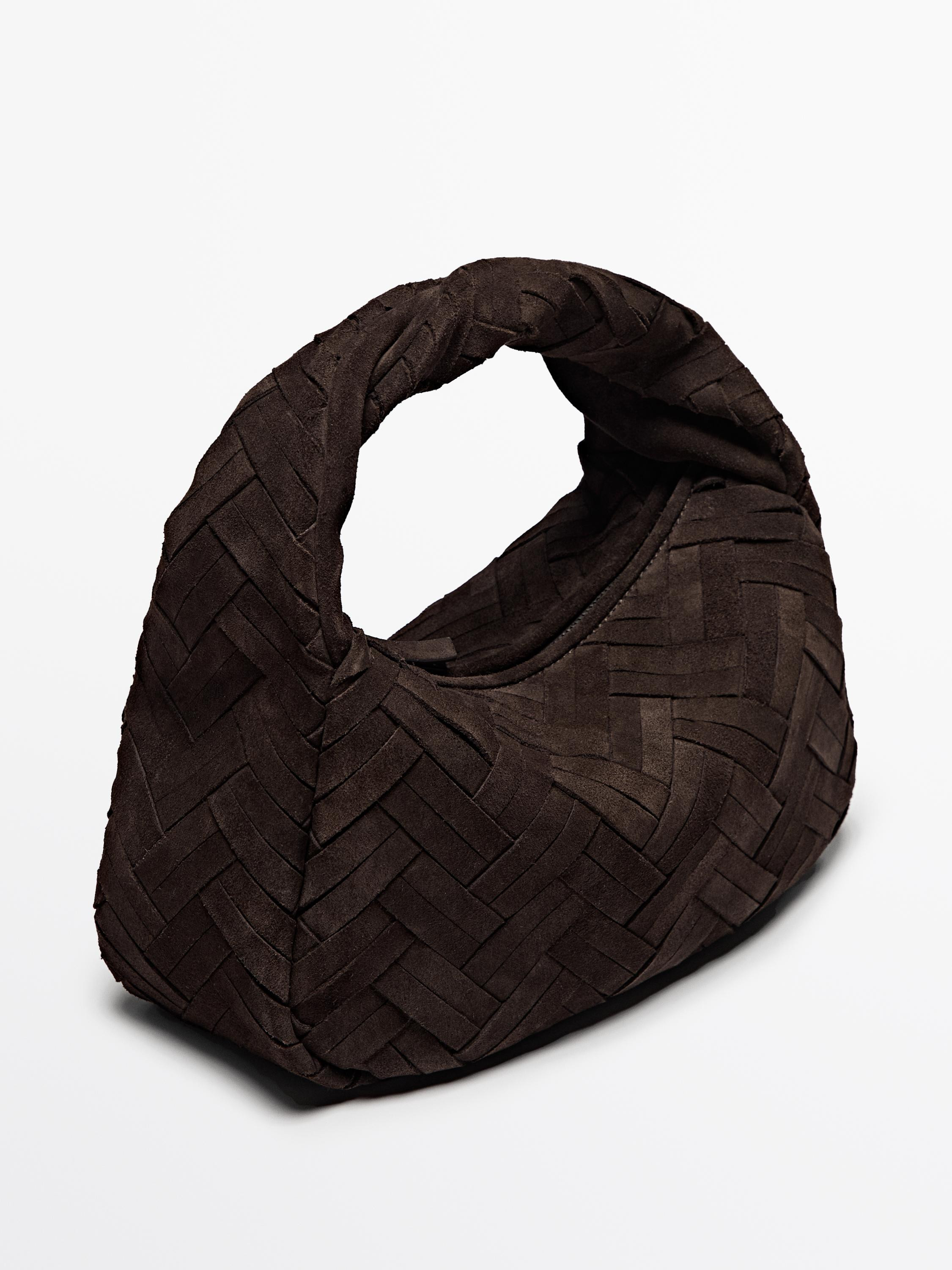 Split suede braided handbag | Zara US