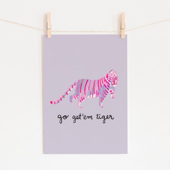 Purple Tiger Printable: Cute Animal Illustration Art Print | Etsy | Etsy (US)
