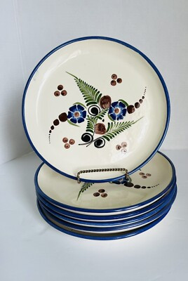 Vtg Set Of 6 Tonala Flower Pottery Mexico Mexican Folk Art Signed Dinner Plates  | eBay | eBay US