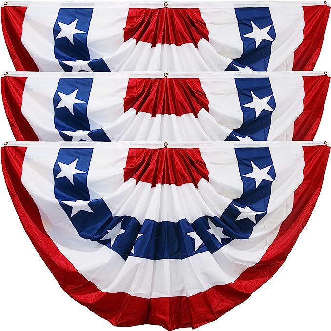 USA American Flag Fan Bunting 3.0 x 6.0 Feet Outdoor US Flag Decor Bunting Flag Bunting American ... | Amazon (US)