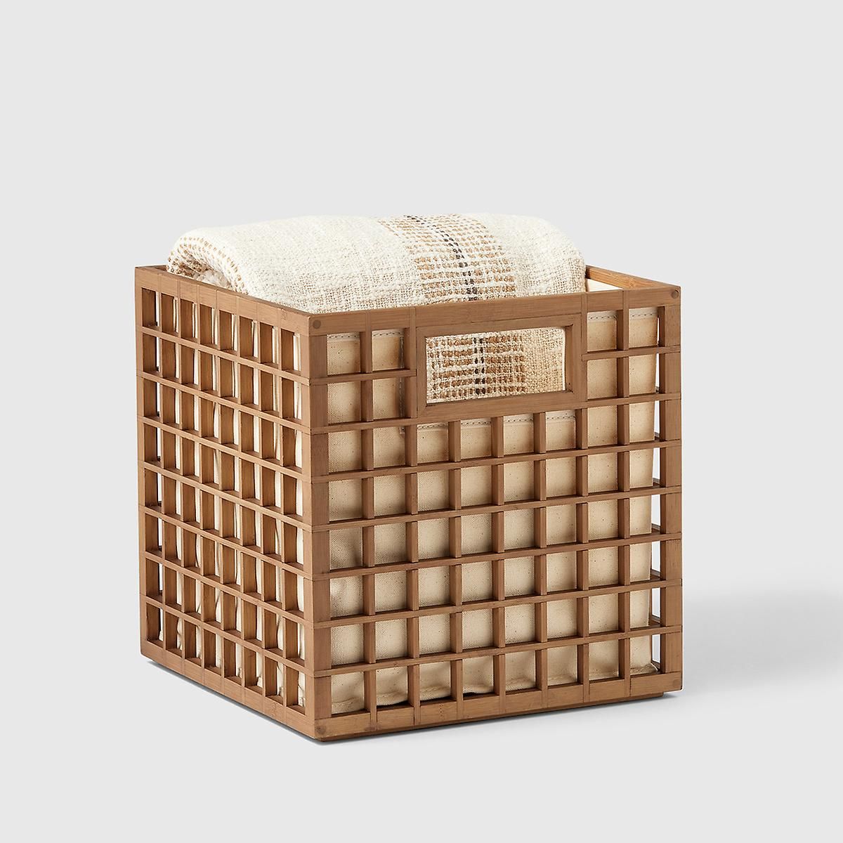 Marie Kondo Kocha Brown Shoji Handled Cube with Liner | The Container Store