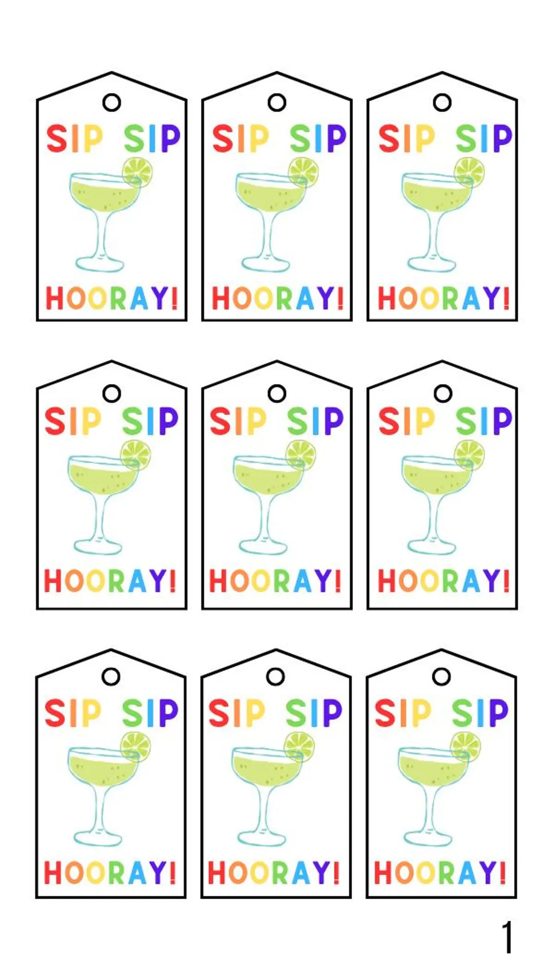 Sip Sip Hooray Margarita Gift Tags (Digital Download) | Etsy (US)
