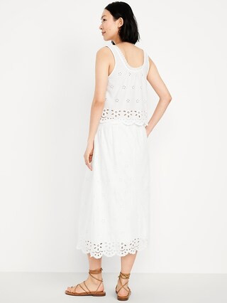 A-Line Eyelet Midi Skirt | Old Navy (US)
