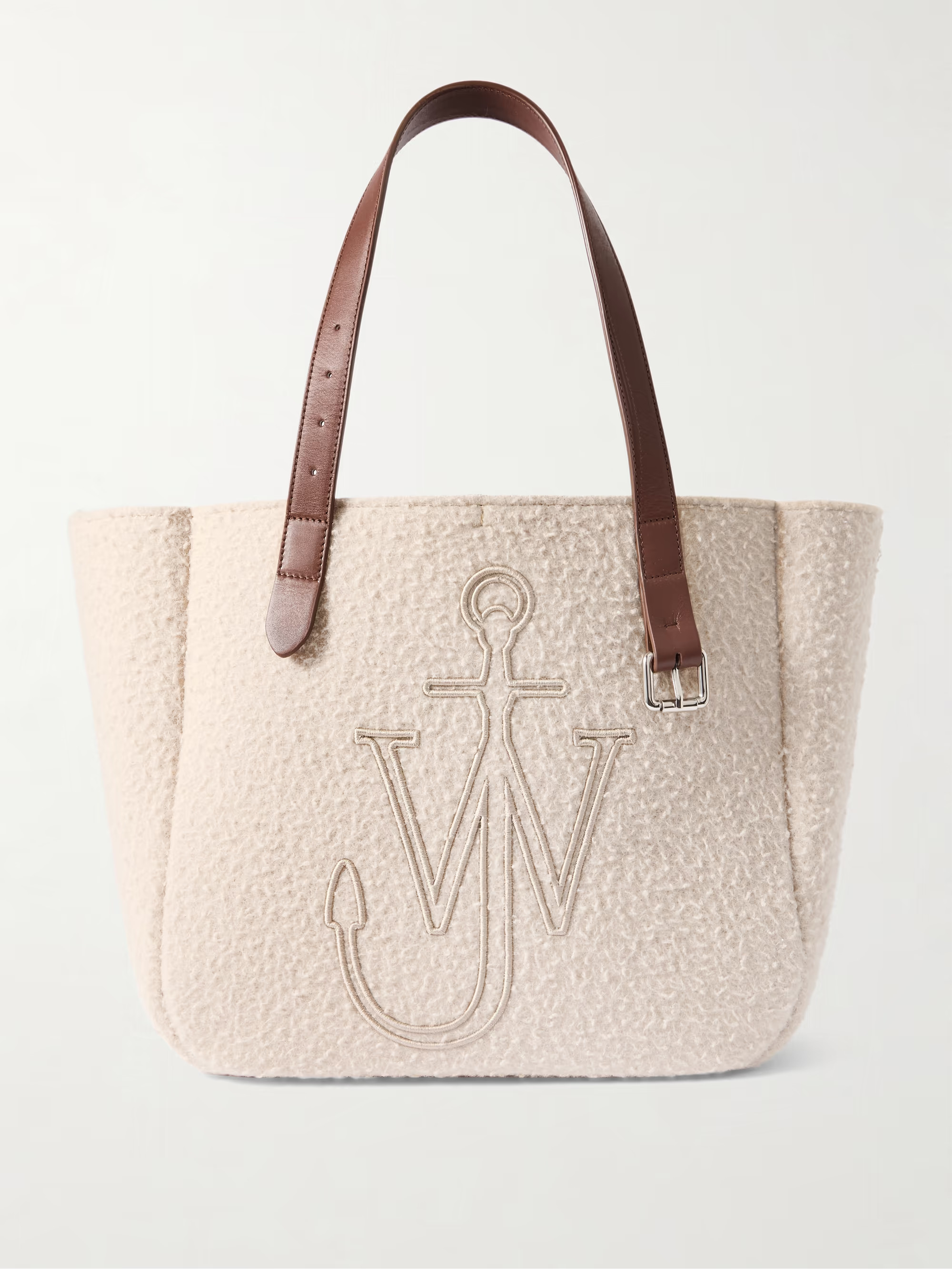 Belt leather-trimmed embroidered felt tote | NET-A-PORTER APAC