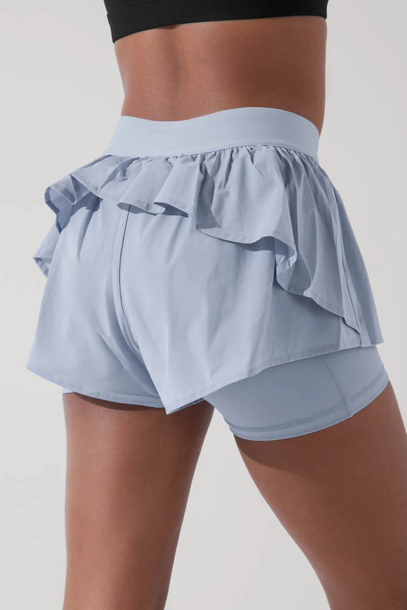 On the Run Ruffle Short - Blue Breeze | POPFLEX