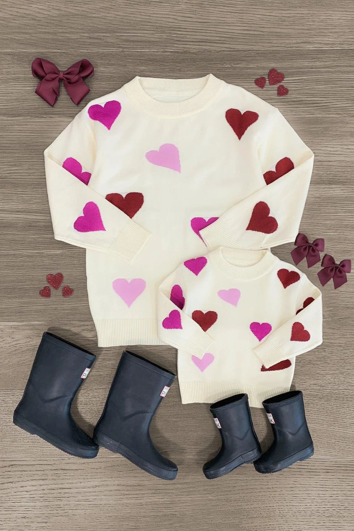 Mom & Me - Cream Heart Sweater | Sparkle In Pink