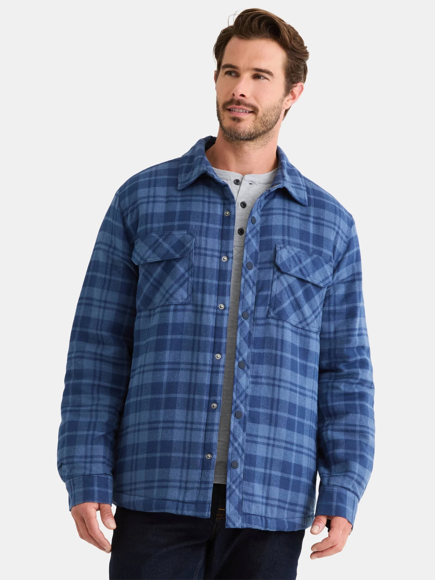 George Men's and Big Men's Fleece Lined Shirt Jacket, Sizes S-3XL | Walmart (US)