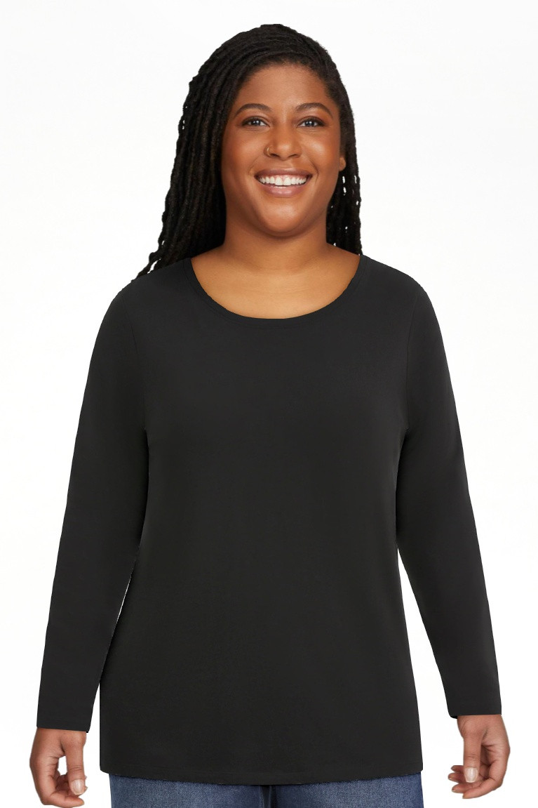 Time and Tru Women's Cotton Crewneck Tee with Long Sleeves, 2-Pack, Sizes XS-XXXL | Walmart (US)
