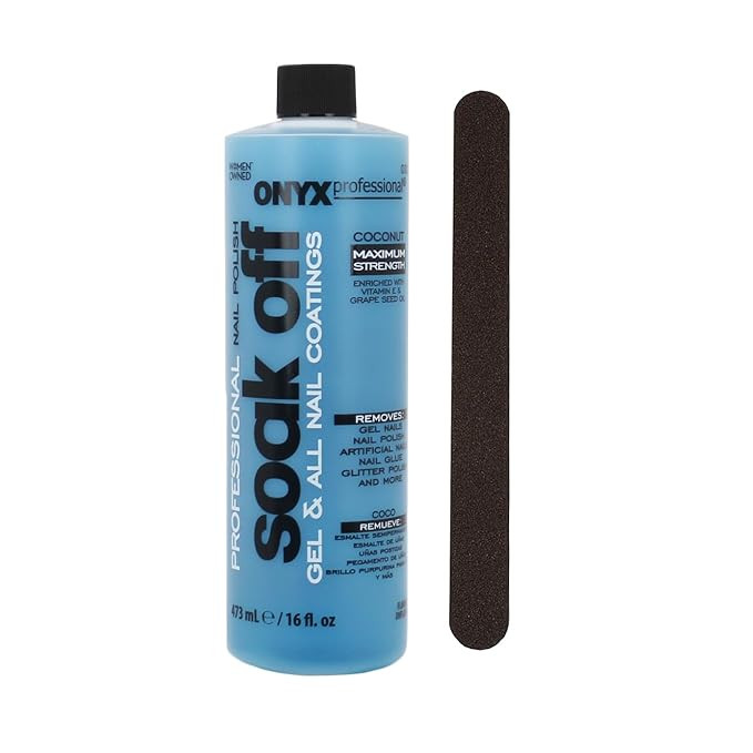 Onyx Professional Coconut Scented Nail Polish Remover with Nail File, 16 oz, Maximum Strength Soa... | Amazon (US)