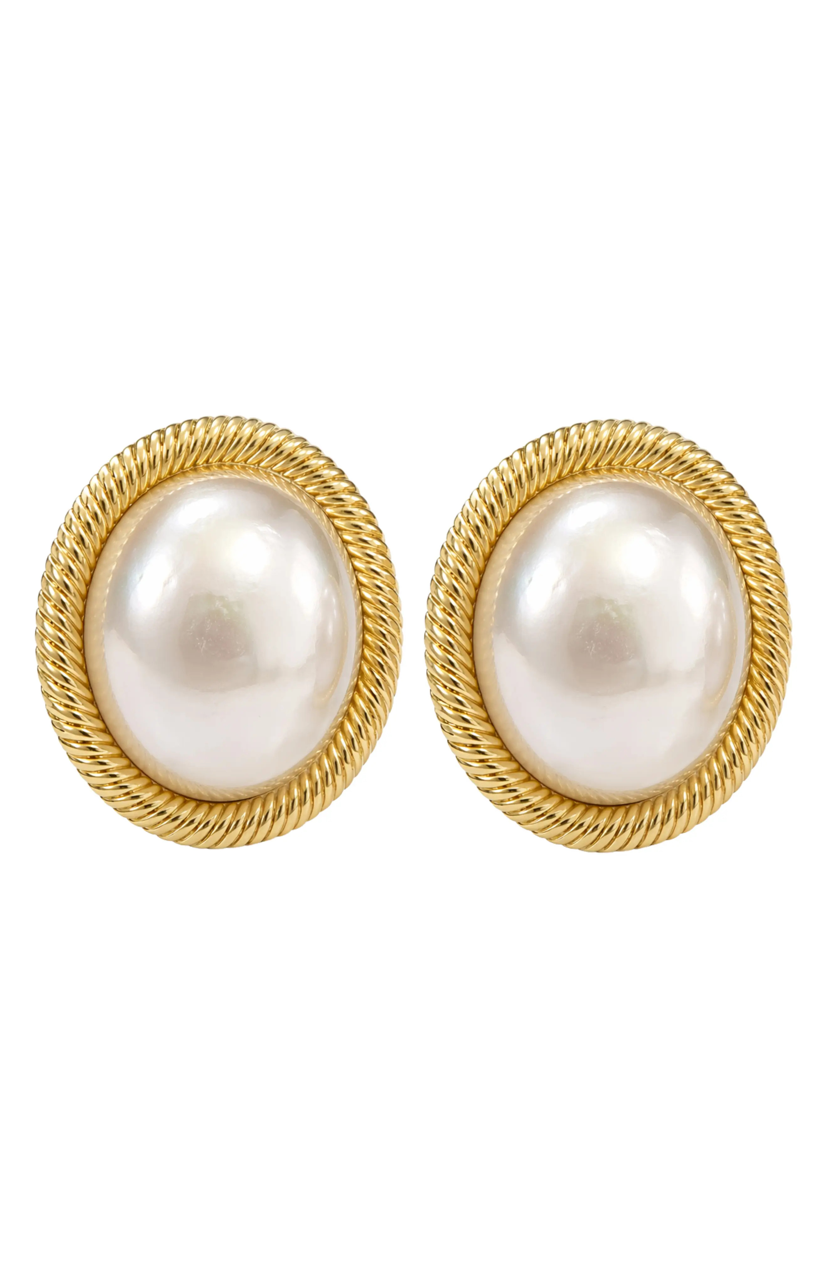 Cultured Pearl Bezel Stud Earrings (Women) | Nordstrom | Nordstrom