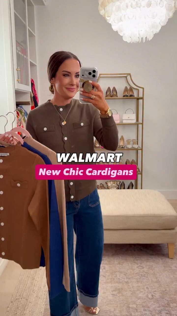 Cutest new scallop edge cardigans now at @walmart! Comment OUTFIT LINKS to shop it all! 🛍️ This comfy yet chic style comes in more colors as well! ❤️ 

#walmart #walmartfinds #walmartstyle