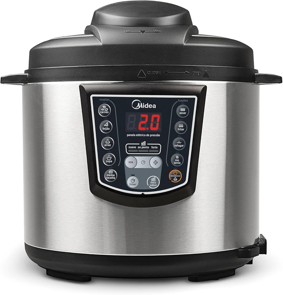 Panela de Pressão Elétrica 6L Digital, Inox/Preto, 110v, Midea | Amazon (BR)
