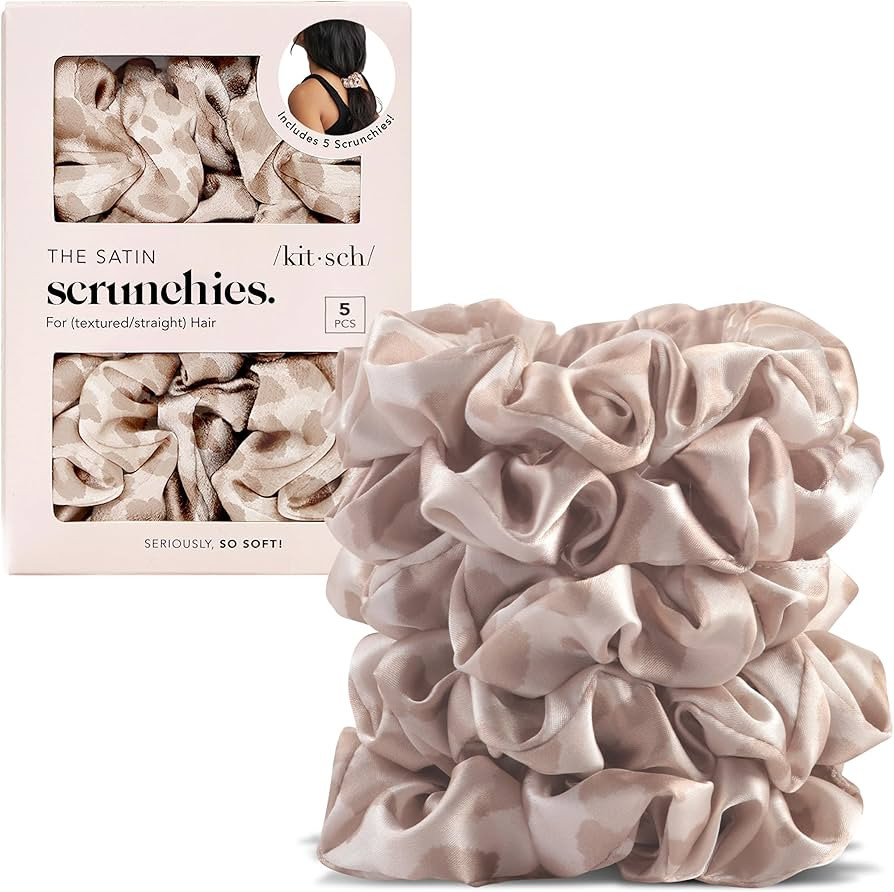 Kitsch Leopard Prints Satin Scrunchies for Women - No Crease Hair Ties for Girls, Scrunchies For ... | Amazon (US)