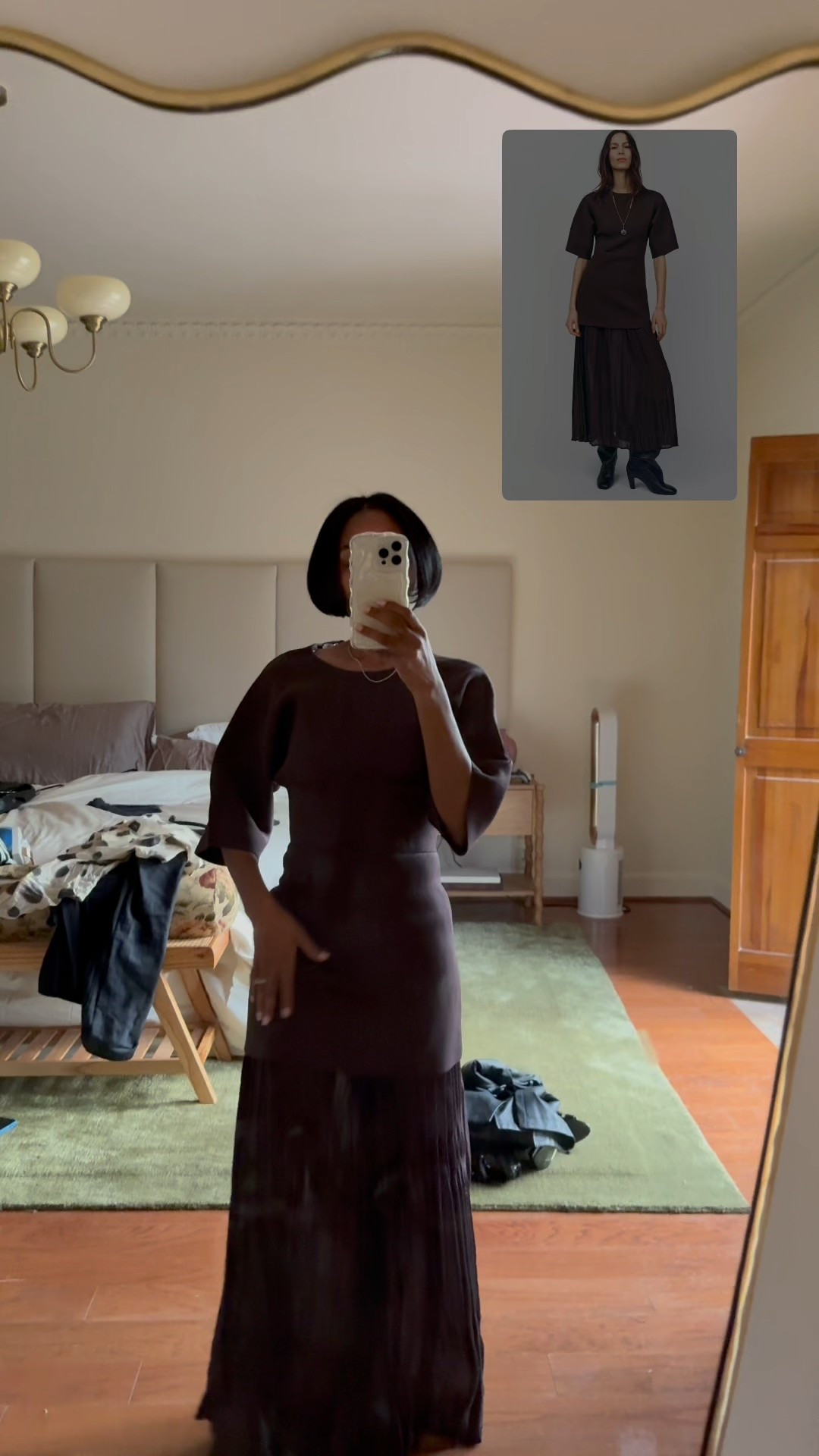 Brown pleated combination dress - on major sale 

#LTKSaleAlert #LTKStyleTip