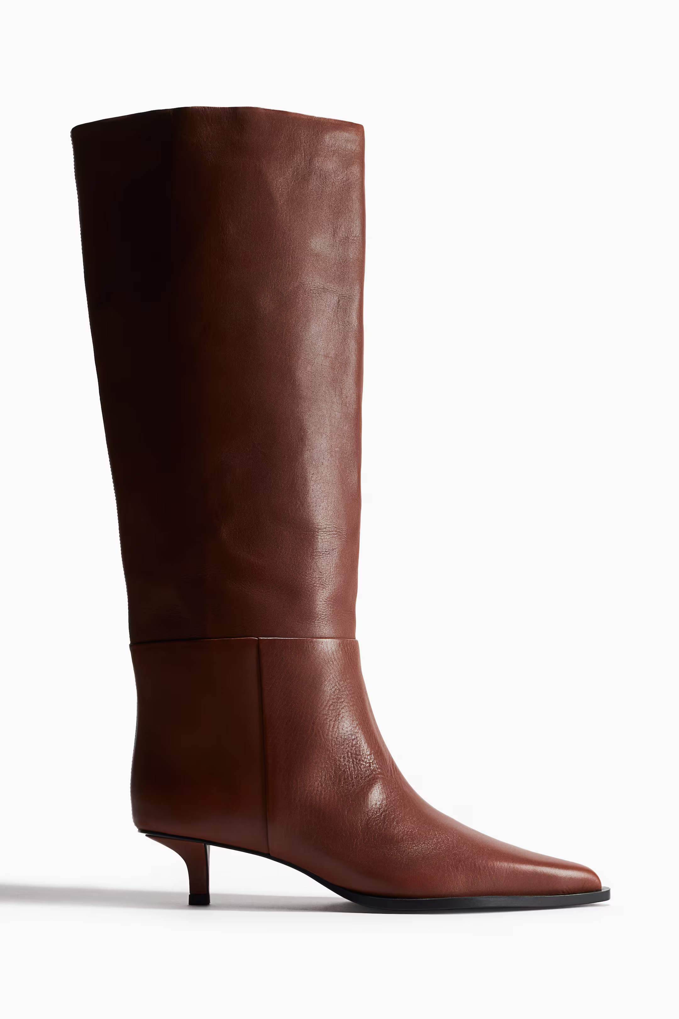 Pointed knee-high leather boots | H&M (UK, MY, IN, SG, PH, TW, HK)